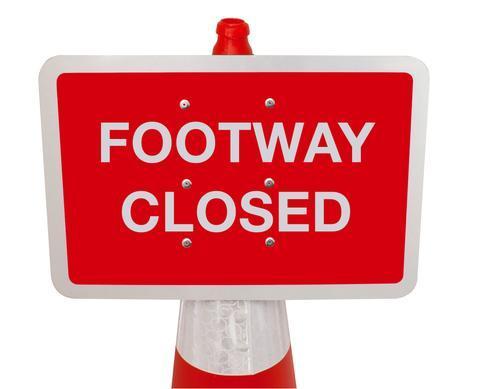 Plastic Cone Signs: Footway Closed