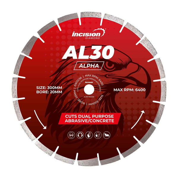 AL30 Incision Alpha Range Concrete & Asphalt Diamond Blade (VARIOUS SIZES)