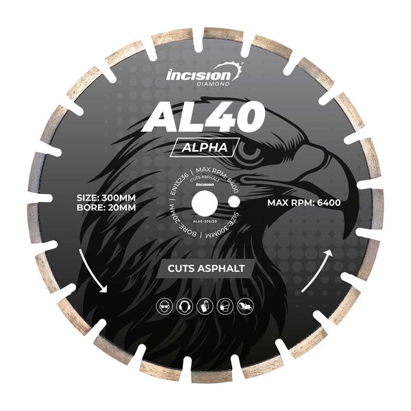 AL40 Alpha Range Asphalt & Abrasive Materials Diamond Blade (VARIOUS SIZES)