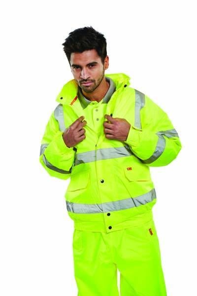 Class 3 Yellow Contractors Hi Viz Bomber Jacket - Azured - Waterproof Clothing - Lapwing UK