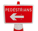 Plastic Cone Signs: Pedestrians Arrow Reversible