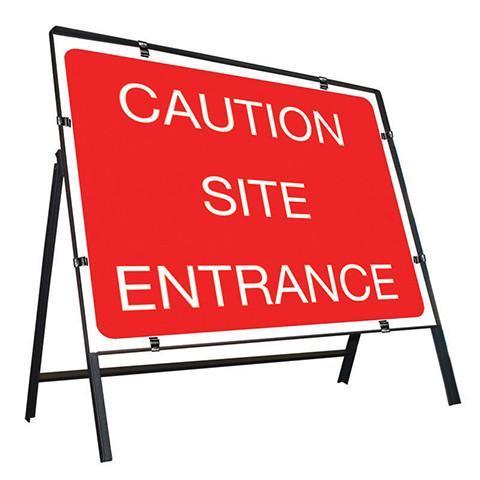 Metal Road Sign Caution Site Entrance - Orbit - Temporary Road Signs - Lapwing UK