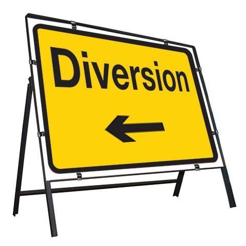 Metal Road Sign Diversion Arrow Left - Orbit - Temporary Road Signs - Lapwing UK