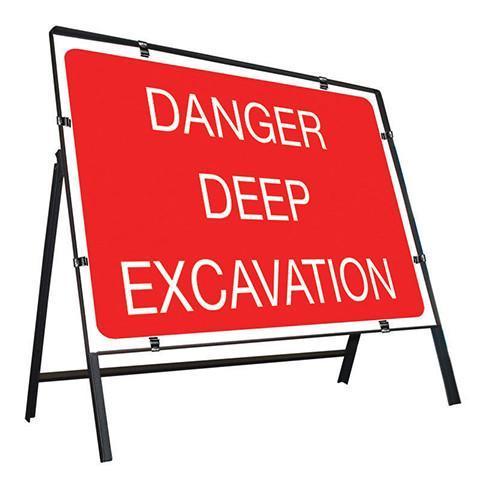 Metal Road Sign Danger Deep Excavation - Orbit - Temporary Road Signs - Lapwing UK