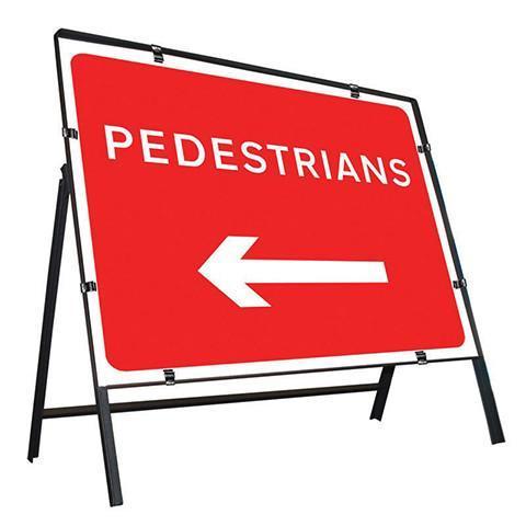 Metal Road Sign Pedestrians Arrow Left - Orbit - Temporary Road Signs - Lapwing UK