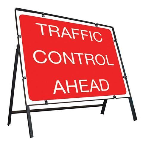 Metal Road Sign Traffic Control Ahead - Orbit - Temporary Road Signs - Lapwing UK