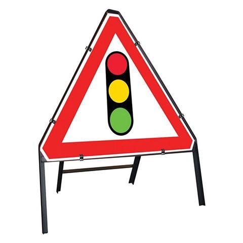 Metal Road Sign Triangle Traffic Lights - Orbit - Temporary Road Signs - Lapwing UK