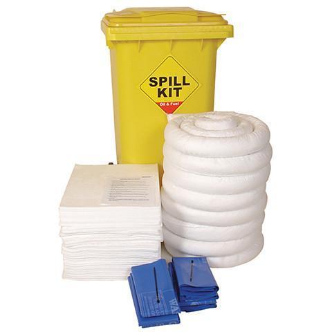 200L Spill Kit in a Yellow Wheeled Bin