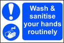Wash & Sanitise Your Hands Routinely - Safety Sign 300 x 200mm - LapwingUK B2C - Safety Signage - Lapwing UK