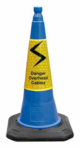 2 Part Blue Cone W/Danger O/Head Cable Sleeve - Orbit - Traffic Management - Lapwing UK