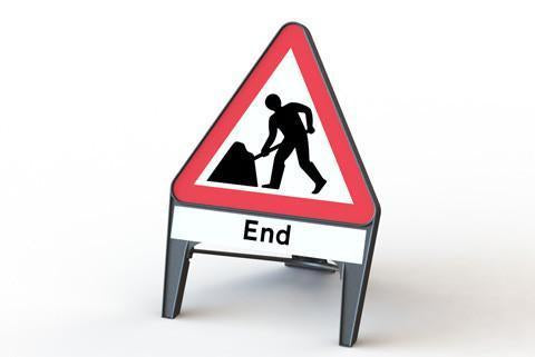 Plastic Road Sign - Men At Work End
